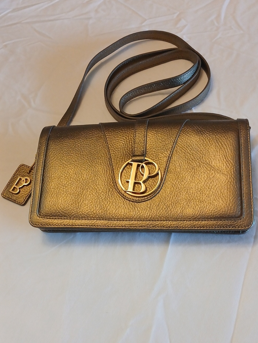 Bolozana Cowhide leather BP Metallic Bronze Crossbody with Signature BP Emblem
